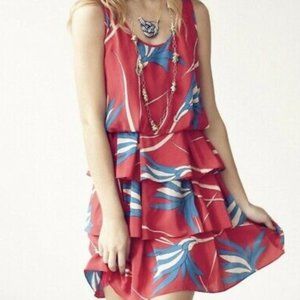 Sariah Red Silk Birds of Paradise Dress